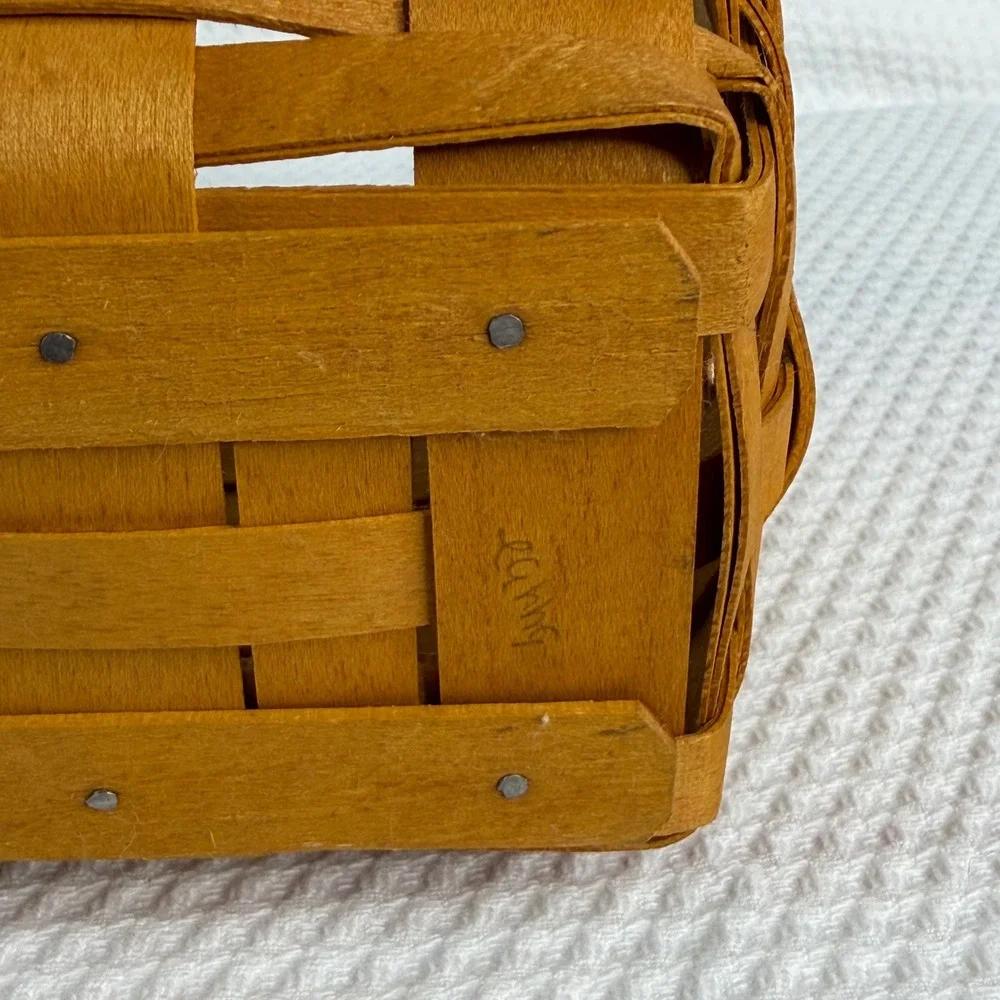 Longaberger 2000 Handwoven Slanted Rectangular Maple Wood Basket 12x6x4